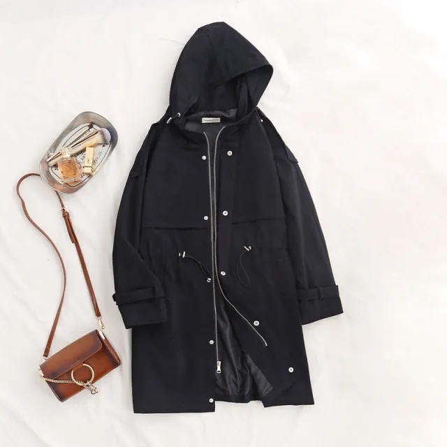 Women's new windbreaker trench coat Black - Shop at LoveMi