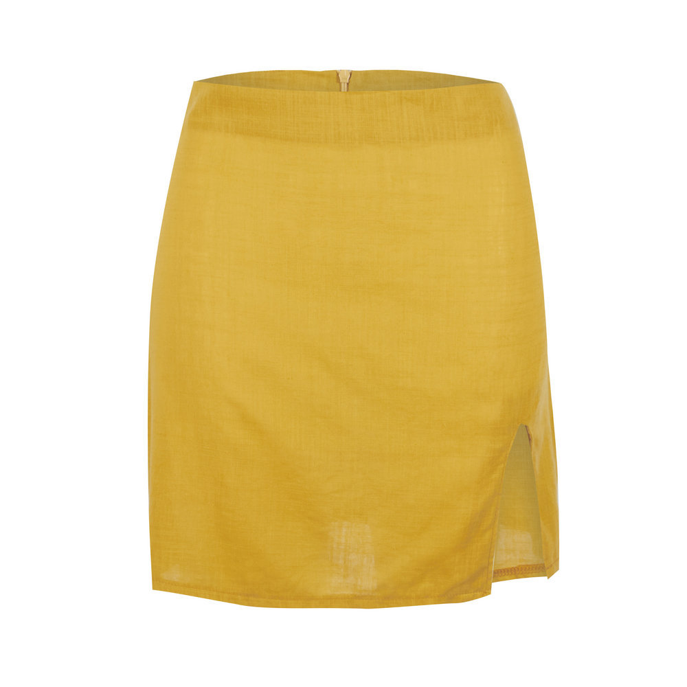 Spring-Summer Exploded Skirt Sexy Slit High Waist Zip Skirt