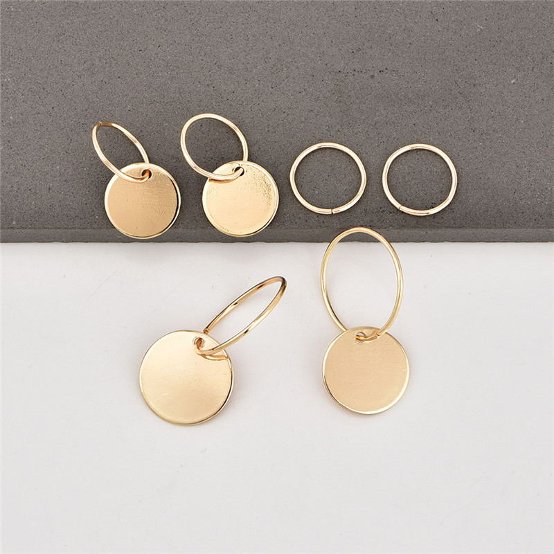 Womens Fashion Gold color Wafer Charm Stud Earrings