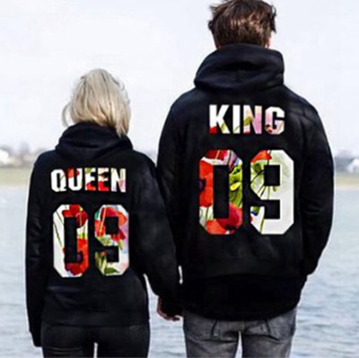 Printed Hooded Long Sleeve Lovers Loose Sweatshirt