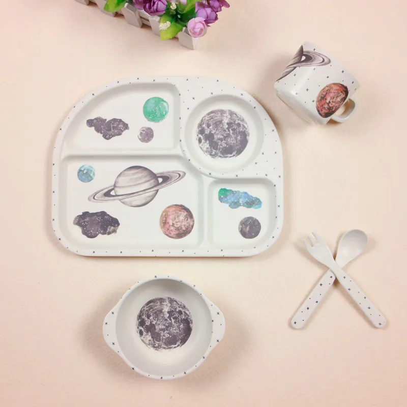 Baby Feeding Bowl Plate Dishes Fork Spoon Cup /Set - Universe