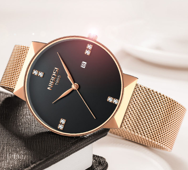 nibosi fashion ultra-thin mesh strap quartz watch