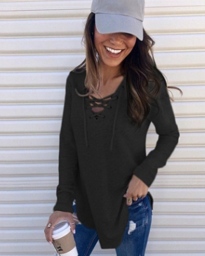 V-neck tie band top
