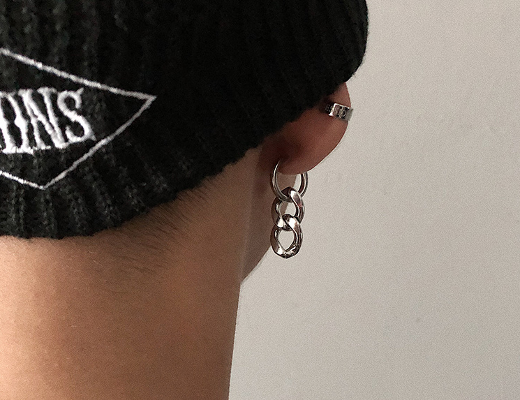 Titanium steel chain hoop earrings