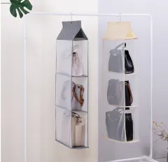 Foldable Hanging Multi-Layer Sundries Storage Rack 360 Degree Hanging Design - Beige 4 Layers - View 1