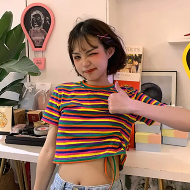 Striped cropped t-shirt