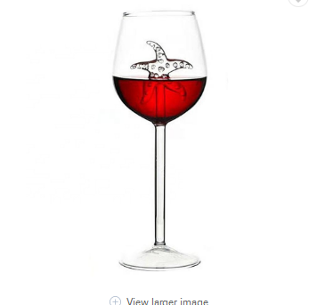 Sea Horse Starfish Dolphin Red Wine Glass Cup