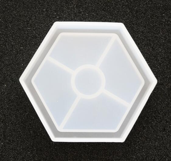 Hexagonal Heart Crystal Epoxy Flower Coaster Mould