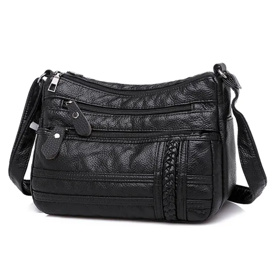 Fashion Women Soft Leather Shoulder Bag Black - Shop at LoveMi