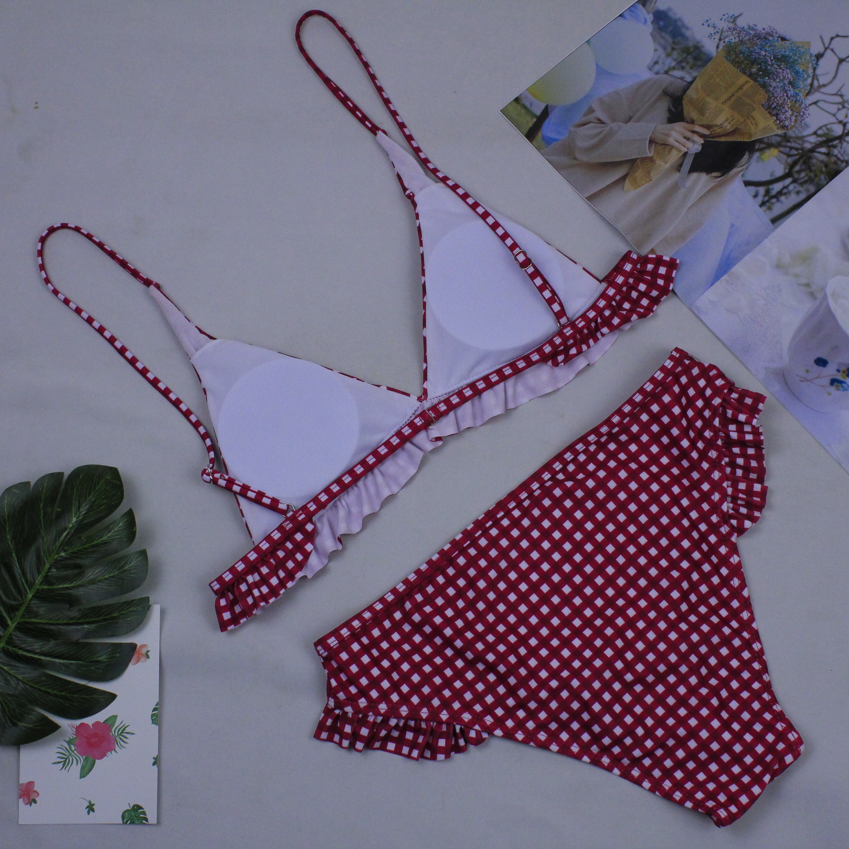 Sexy Plaid Bikini Red Green Plaid Bathing Suits - Image 2