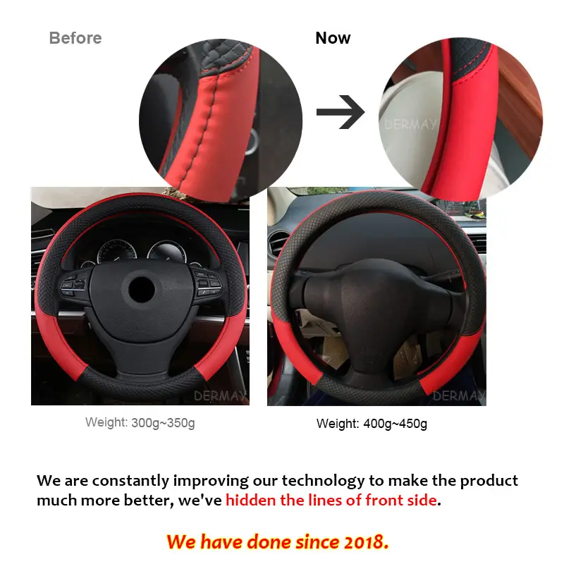 Universal Leather Car Steering Wheel Cover with Rhomboid Grip
