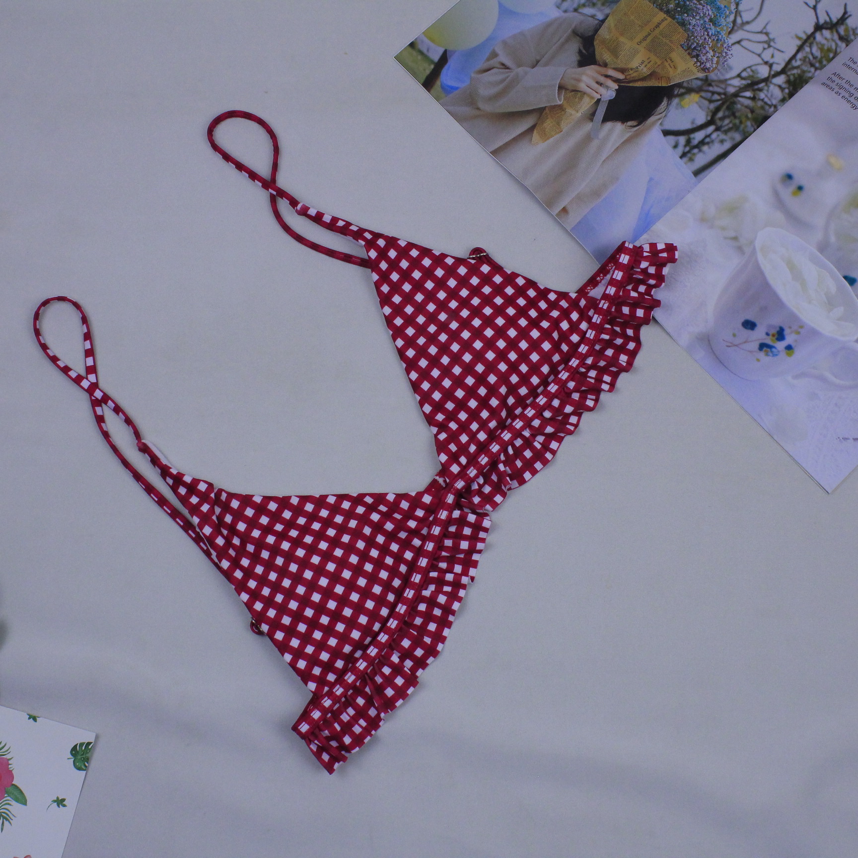 Sexy Plaid Bikini Red Green Plaid Bathing Suits - Image 3