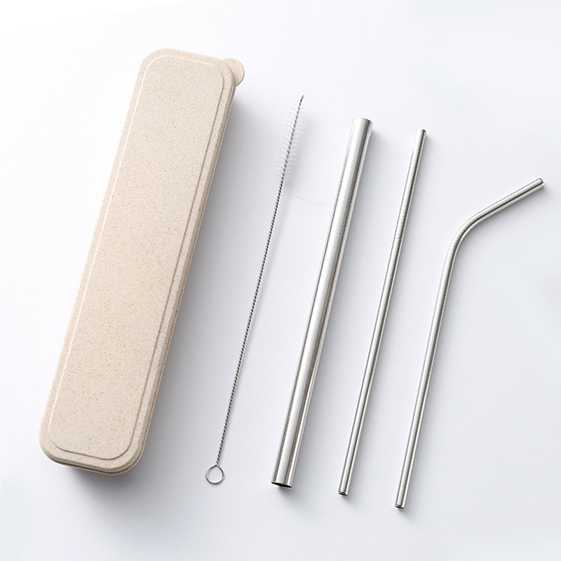 304 Stainless Steel Drinking Straw Set With Brush & Pouch
