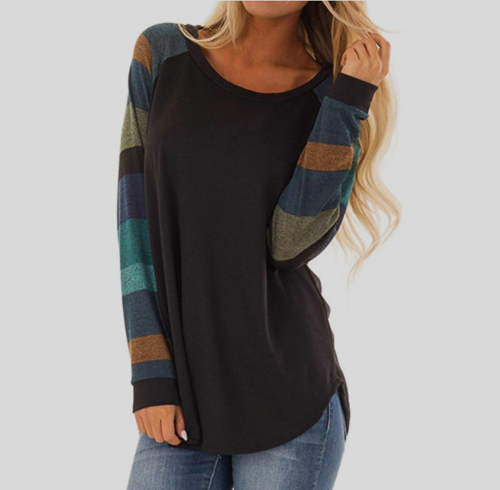 Printed stripe sleeve with long sleeve
