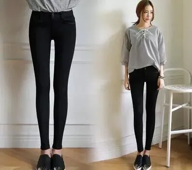 Stretch Pants Korean Slim Pencil Pants Pure Black - Shop at LoveMi