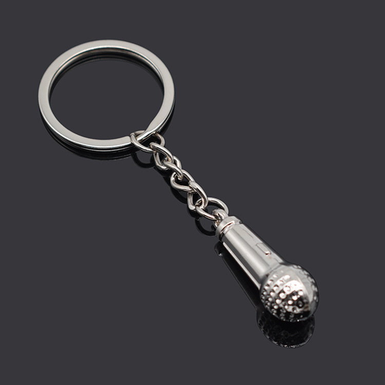 Microphone keychain car keyring (silver)