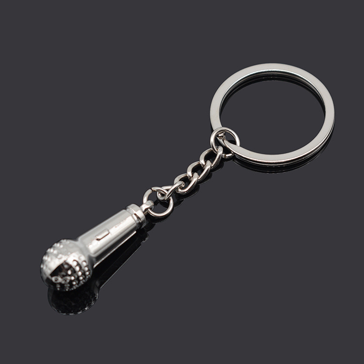 Microphone keychain car keyring (silver)