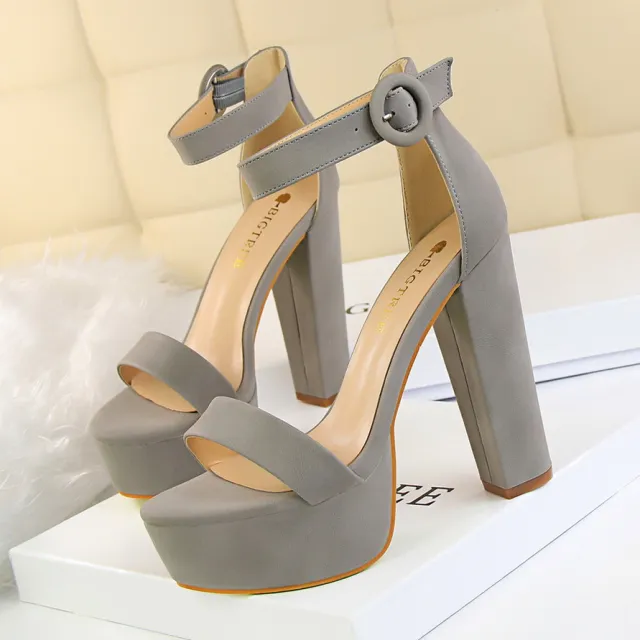 Belt buckle sandals Grey - Shop at LoveMi