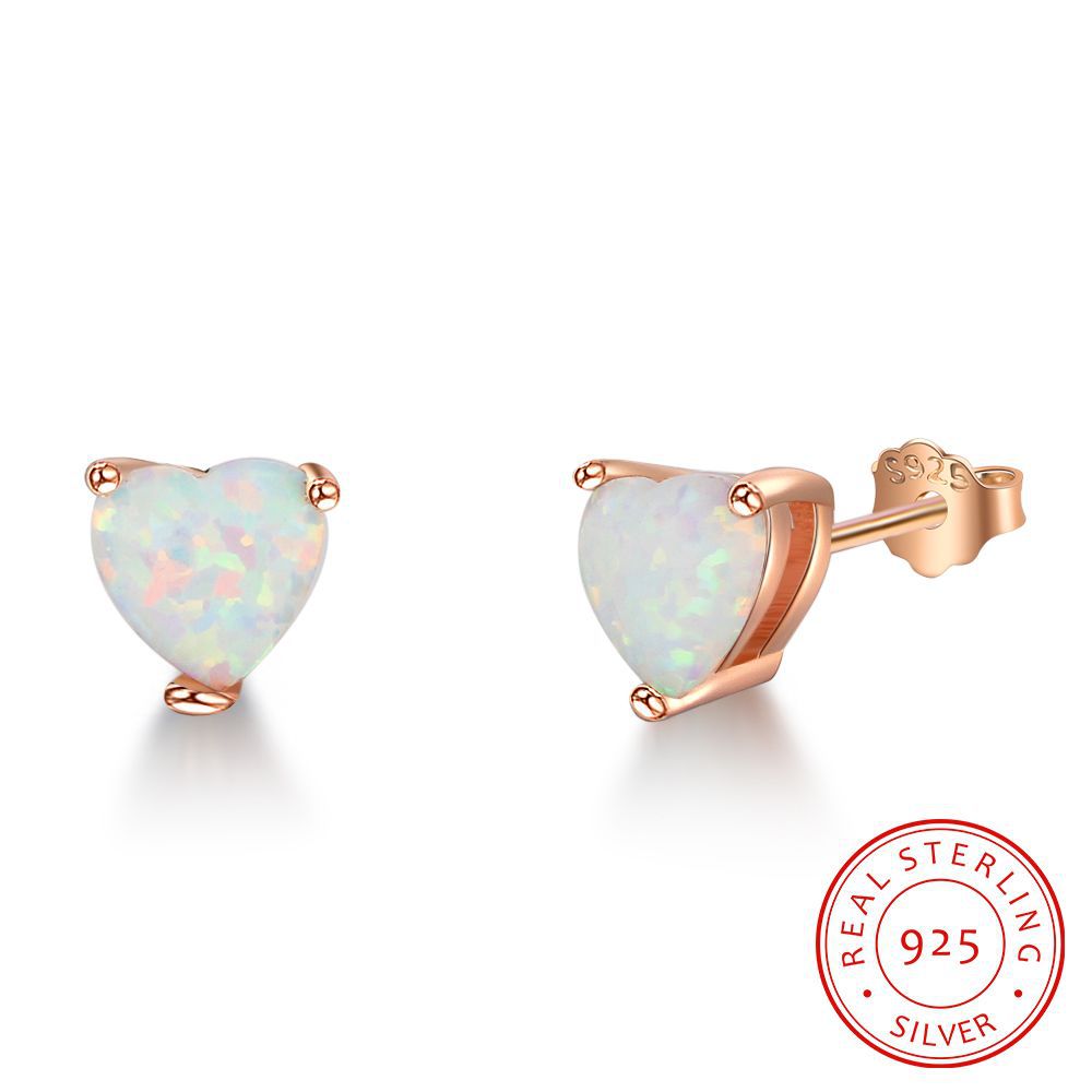 Fire Opal Small Heart Stud Earrings