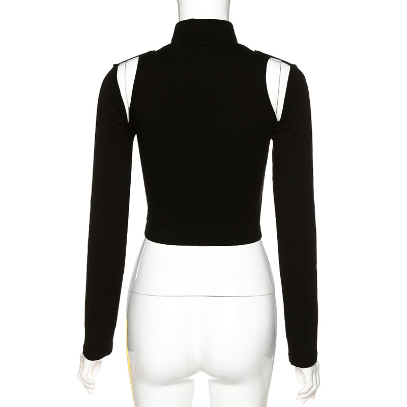 Half-high neck strapless T-shirt