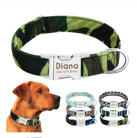 Cat Dog Collar Collar Lettering Anti lost Tag Small Large Dog Traction Rope Collar Bell Dog Tag Custom Camouflage - Shop at LoveMi
