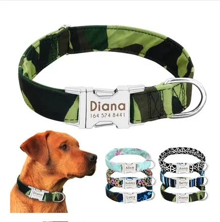 Cat Dog Collar Collar Lettering Anti lost Tag Small Large Dog Traction Rope Collar Bell Dog Tag Custom Camouflage - Shop at LoveMi