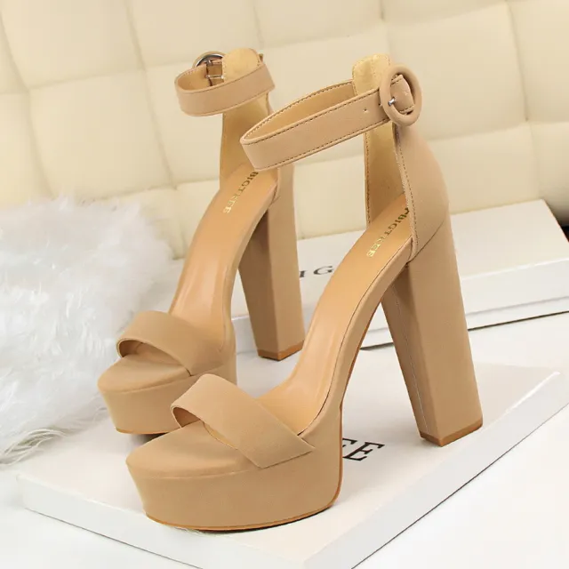 Belt buckle sandals Khaki - Shop at LoveMi