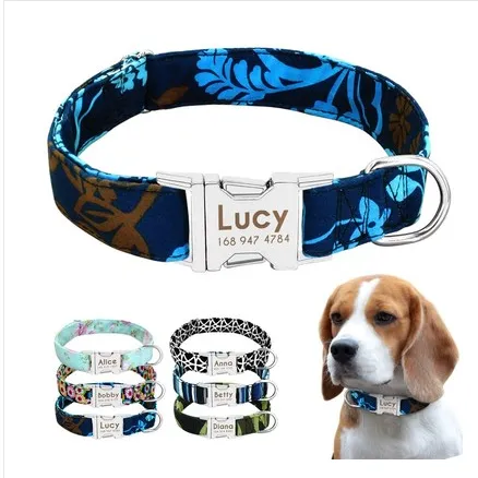 Cat Dog Collar Collar Lettering Anti lost Tag Small Large Dog Traction Rope Collar Bell Dog Tag Custom Blue Iris - Shop at LoveMi