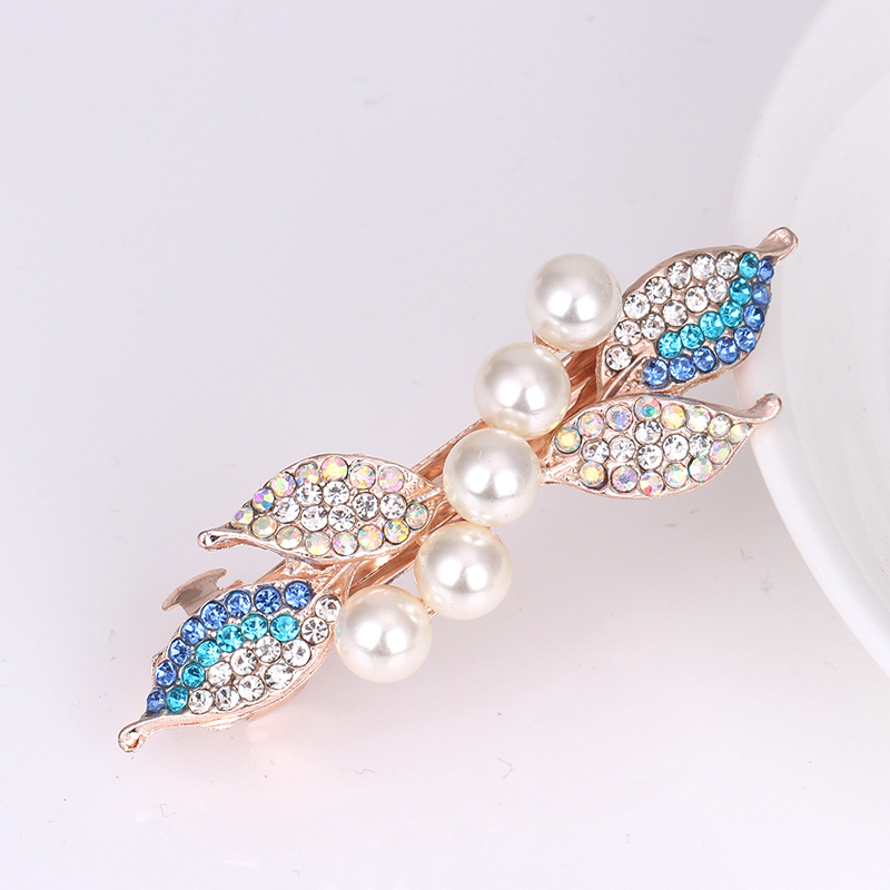 Metal leaf shaped hair clip Blue - Shop at LoveMi