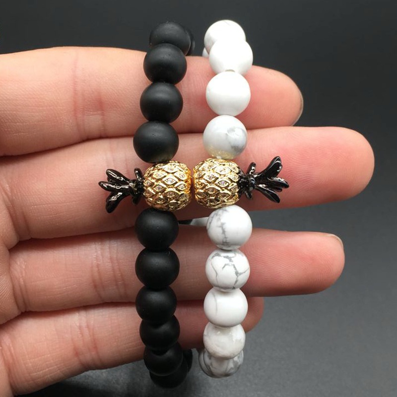 Pineapple micro inlaid zircon couple bracelet