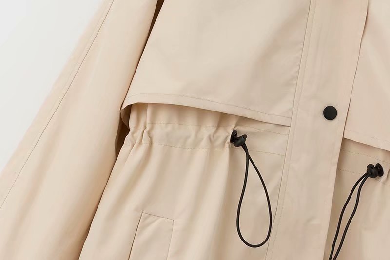 Hooded drawstring waist jacket