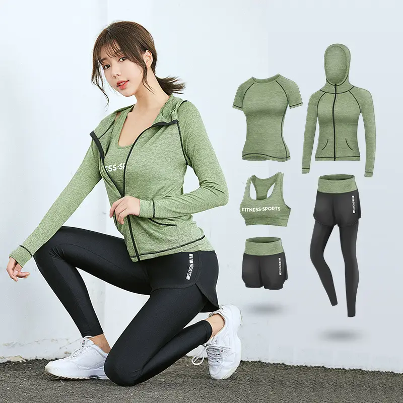 Five-piece high waist slimming running sports suit