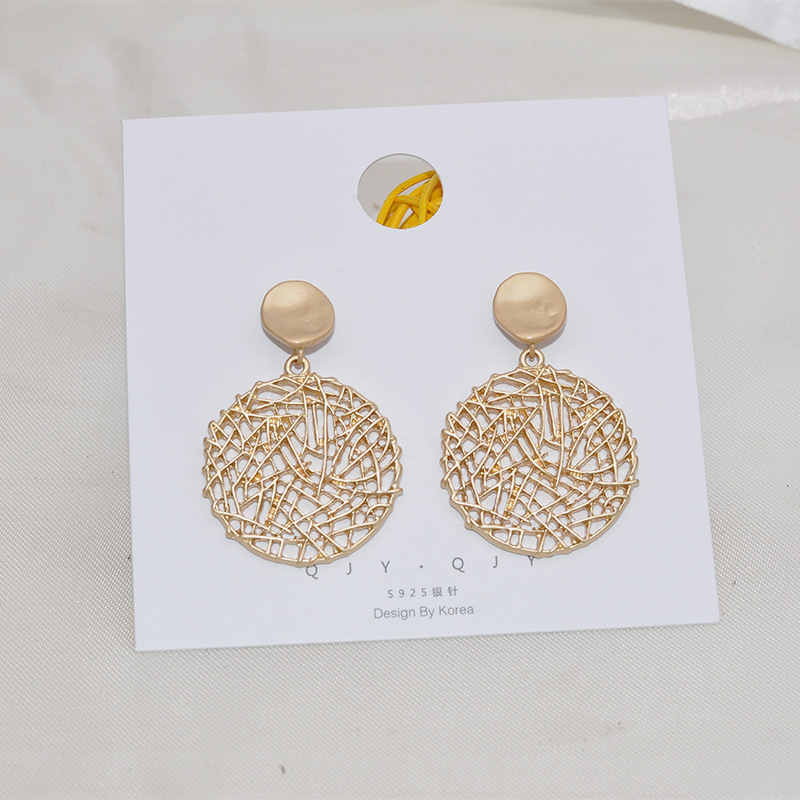 Textured staggered cutout earrings mesh earrings