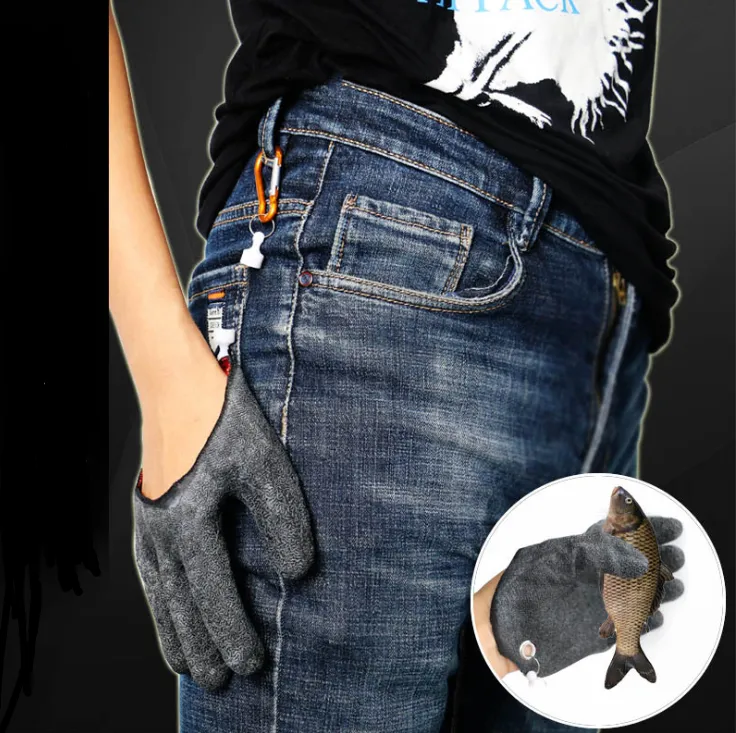 Fishing Gloves Anti-Slip Protect Hand From Puncture Scrapes Fisherman Professional Catch Fish Latex Hunting Gloves Left Right – image 8