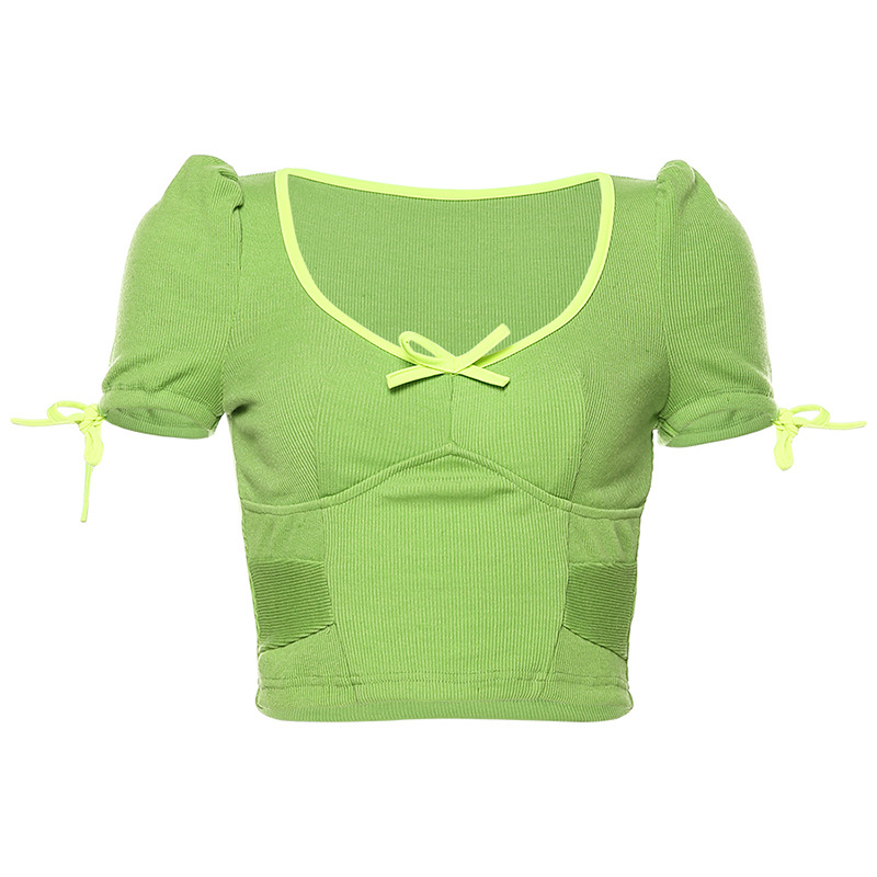 Short-sleeved slim-fit umbilical T-shirt