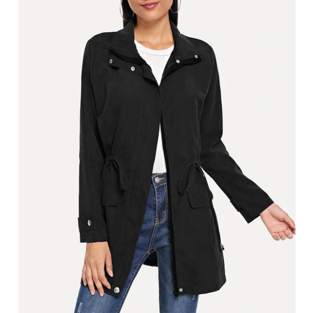 Solid color trench coat Black - Shop at LoveMi