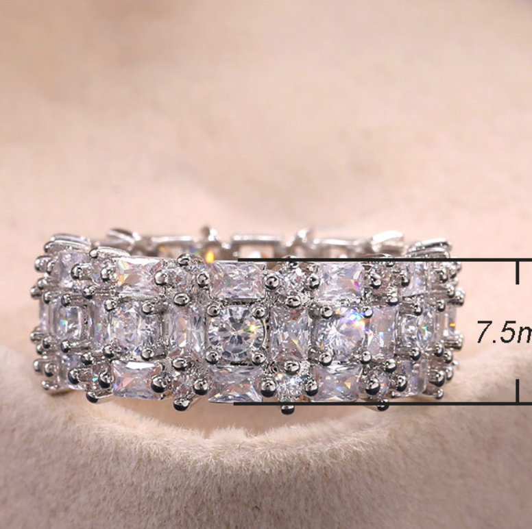 AAA  zircon Ring Ring full of exaggerated Luxury couples jewelry