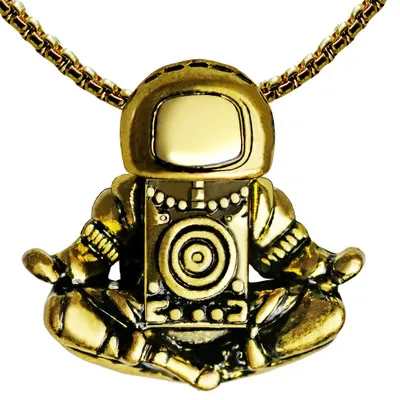 Vintage astronaut pendant necklace - Gold