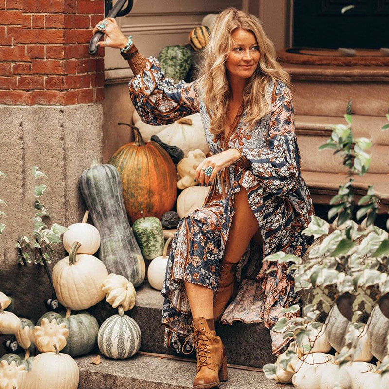 Irregular print stitching dress