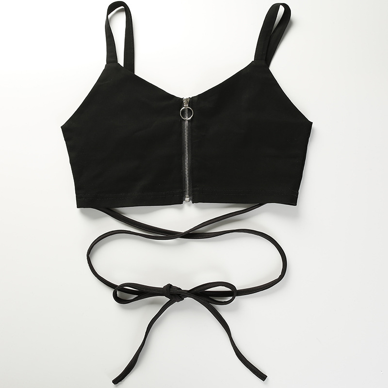 Zip hem lace-up vest