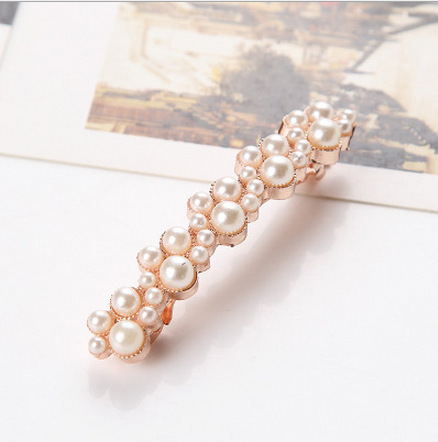 Korean style side clip top clip spring word hair clip Full Pearl - Shop at LoveMi