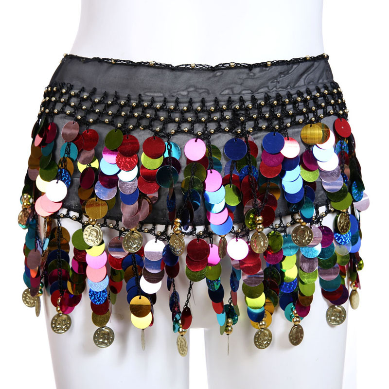 Belly Dancer Sequined Coin Belt Black - Shop at LoveMi