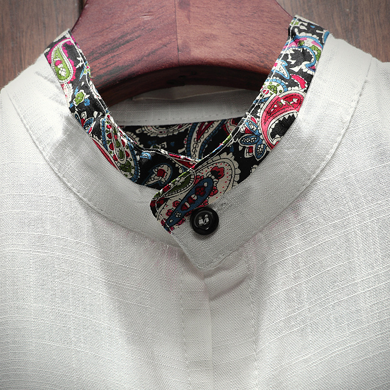 Japanese linen cropped sleeve men