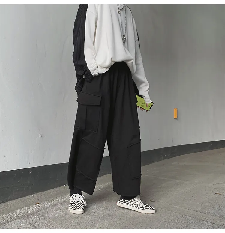 High Waist Straight Loose Drop Wide Leg Pants - Black