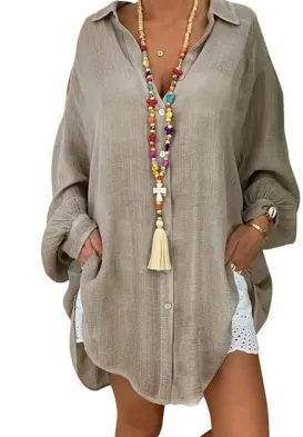 Women Shirts Casual Ripped Female Blouse