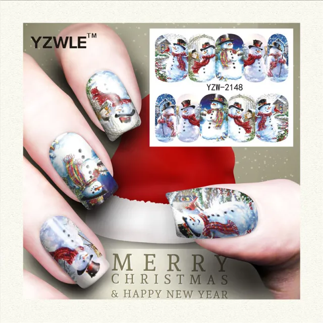 Red snowflake deer snowman nail sticker Yzw2148 - Shop at LoveMi