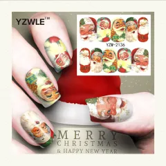 Red snowflake deer snowman nail sticker - Yzw2136 - View 1