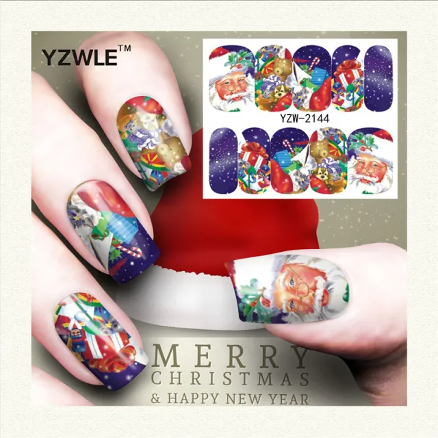 Red snowflake deer snowman nail sticker Yzw2144 - Shop at LoveMi