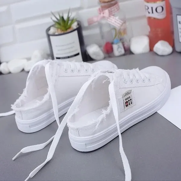 SLIDES Modische und bequeme Canvas Sneakers White - Shop at LoveMi