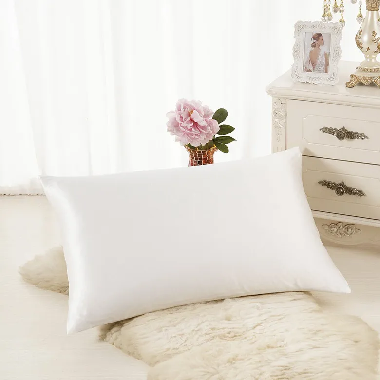 Pillowcase Satin Solid Color Simulation Silk Single Pillowcase Ice Silk Pillowcase - Silk White